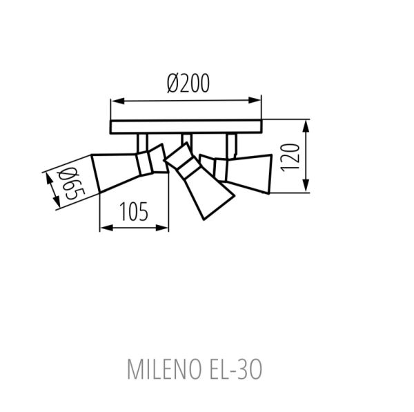 Светильник спот MILENO EL-30 B-AG, 3xGU10, IP20, черный/золото, Kanlux 29112 - фото 2