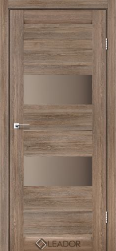 Дверь межкомнатная CANNELI_GRAY WOOD_BRONZE SATIN