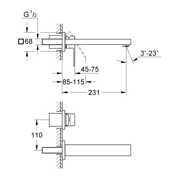 Внешняя часть смесителя для раковины Grohe Eurocube 23447000 - фото 2