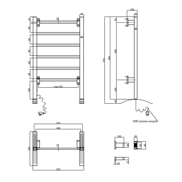 Полотенцесушитель электрический Qtap Arvin SIL 32706 - фото 3