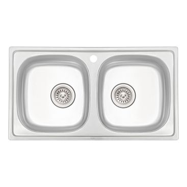 Кухонная мойка с двумя чашами Qtap 7843-B 0,8 мм Micro Decor (QT7843BMICDEC08)