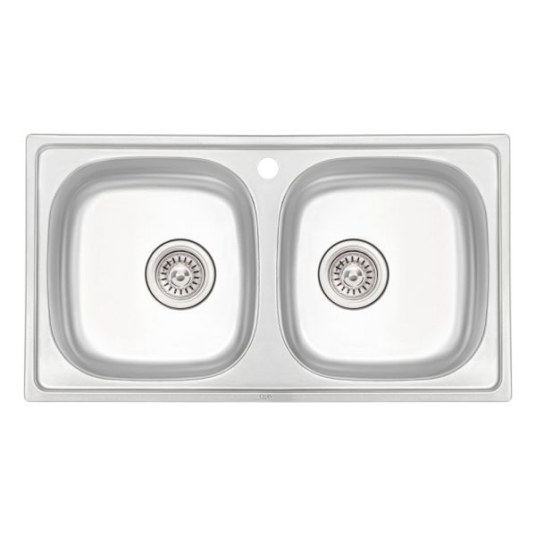 Кухонная мойка с двумя чашами Qtap 7843-B 0,8 мм Micro Decor (QT7843BMICDEC08) - фото 5