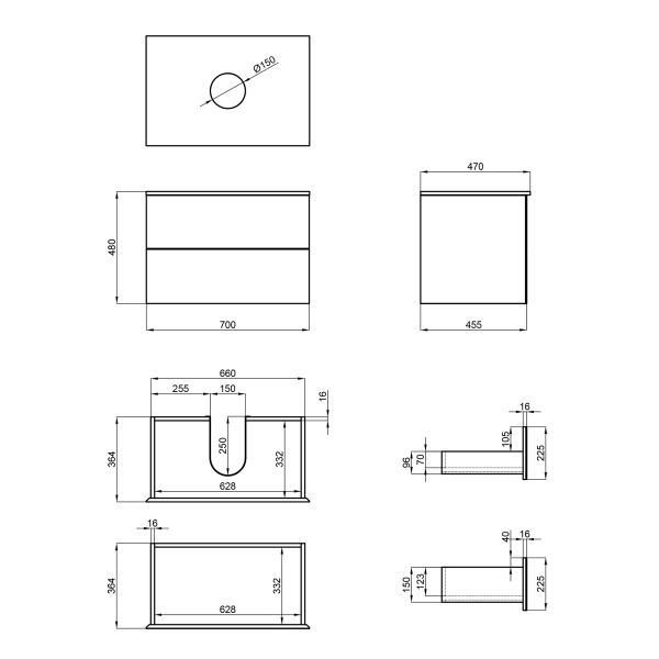 Тумба подвесная Qtap Tern 700х476х469 White со столешницей QT1779TPL701W - фото 4