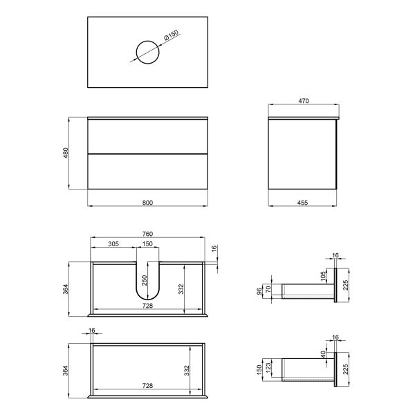 Тумба подвесная Qtap Tern 800х476х469 White со столешницей QT1779TPL801W - фото 4