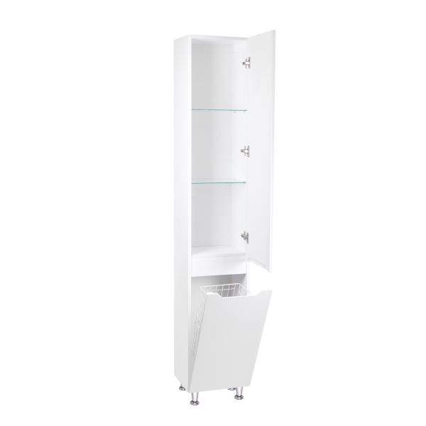 Пенал напольный Qtap Scorpio 350х1900х300 White с корзиной для белья QT1475PN1901KRW - фото 2