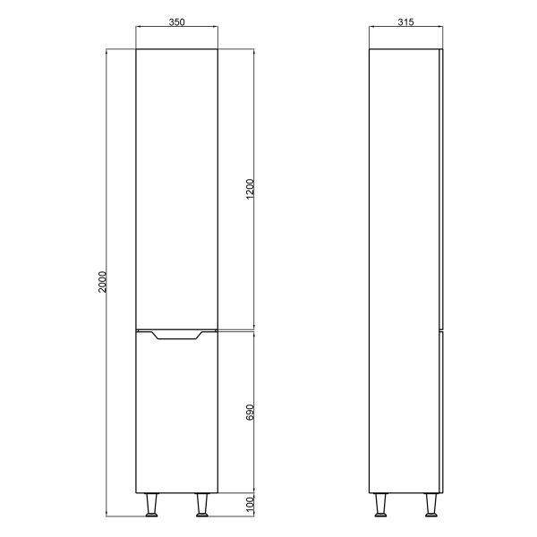 Пенал напольный Qtap Scorpio 350х1900х300 White с корзиной для белья QT1475PN1901KRW - фото 4