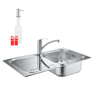 Набор Grohe мойка кухонная K300 31565SD0 + смеситель Eurosmart 33281002 + дозатор для моющего средства Contemporary 40536000