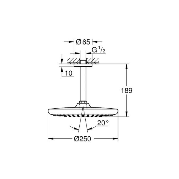 Лейка для верхнего душа с держателем Grohe Tempesta 250 26669000 - фото 4