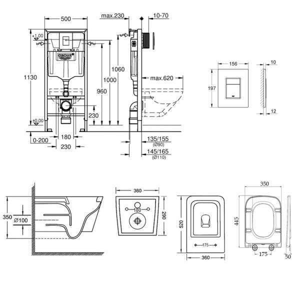 Набор инсталляция 4 в 1 Grohe Rapid SL 38772001 унитаз с сиденьем Qtap Crow QT05335170W - фото 4