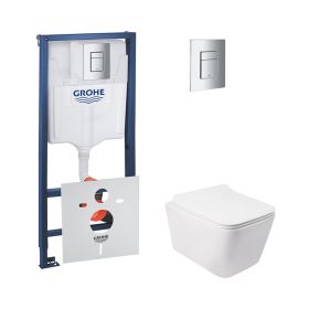 Набор инсталляция 4 в 1 Grohe Rapid SL 38772001 унитаз с сиденьем Qtap Crow QT05335170W