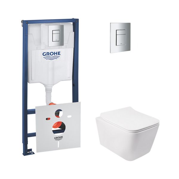 Набор инсталляция 4 в 1 Grohe Rapid SL 38772001 унитаз с сиденьем Qtap Crow QT05335170W - фото 5