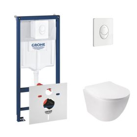 Набор инсталляция 4 в 1 Grohe Rapid SL 38722001 унитаз с сиденьем Qtap Jay QT07335176W