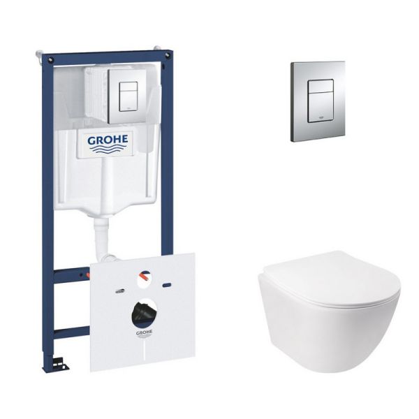 Набор инсталляция 5 в 1 Grohe Rapid SL 38827000 + унитаз с сиденьем Qtap Jay QT07335176W - фото 5