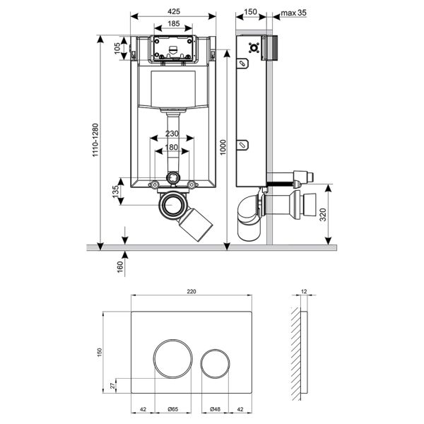 Набор инсталляция 4 в 1 Qtap Nest ST с круглой панелью смыва QT0133M425M11V1146MB - фото 4