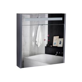 Зеркальный шкаф подвесной Qtap Robin 700х730х145 Graphite с LED подсветкой QT1377ZP7002G