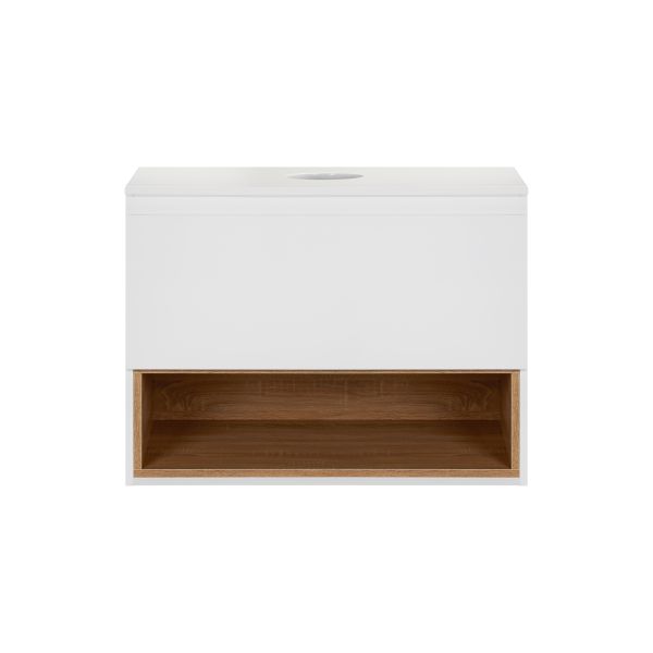 Тумба подвесная Qtap Robin 600х476х437 White/Whitish oak со столешницей QT1379TPН6001WWO - фото 2