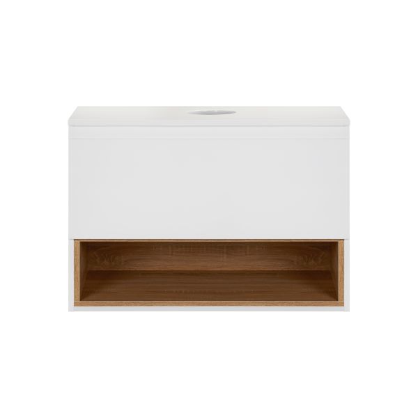 Тумба подвесная Qtap Robin 700х476х437 White/Whitish oak со столешницей QT1379TPН7001WWO - фото 2