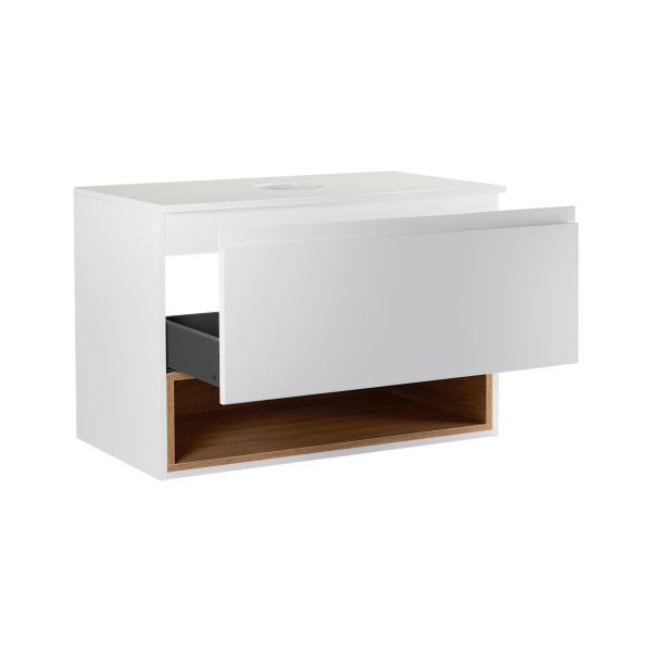 Тумба подвесная Qtap Robin 700х476х437 White/Whitish oak со столешницей QT1379TPН7001WWO - фото 3