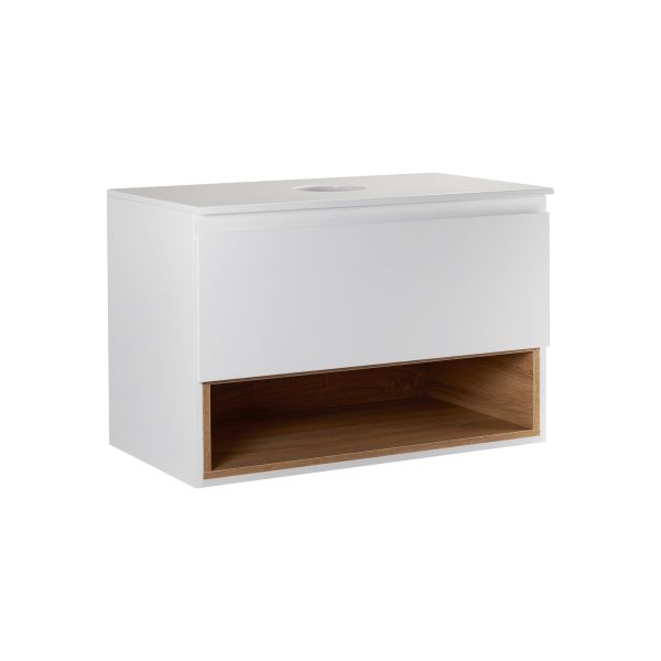 Тумба подвесная Qtap Robin 700х476х437 White/Whitish oak со столешницей QT1379TPН7001WWO - фото 5