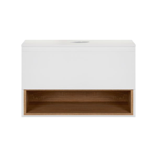 Тумба подвесная Qtap Robin 800х476х437 White/Whitish oak со столешницей QT1379TPН8001WWO - фото 2