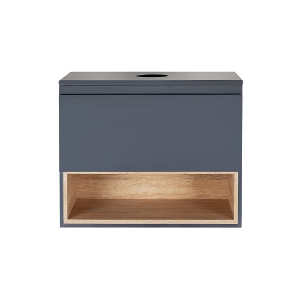 Тумба подвесная Qtap Robin 600х476х437 Graphite/Whitish oak со столешницей QT1379TPН6002GWO - фото 2