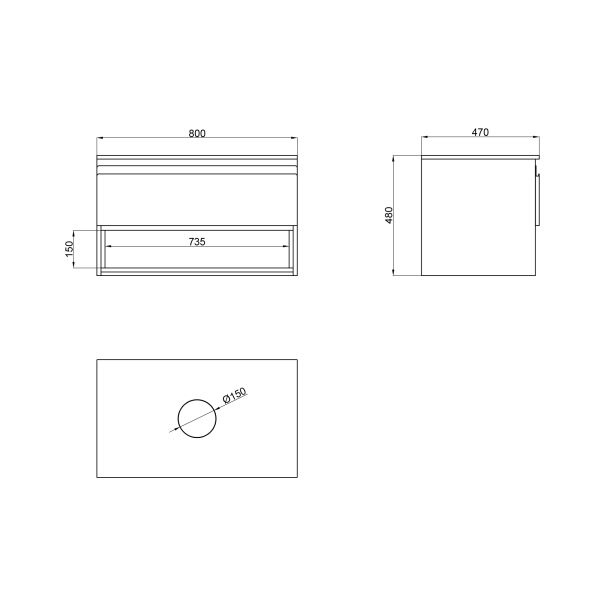 Тумба подвесная Qtap Robin 800х476х437 Graphite Whitish oak со столешницей QT1379TPН8002GWO - фото 4