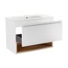 Комплект Qtap Robin 800х580х437 White/Whitish oak тумба подвесная + раковина врезная QT1372TPВ8001WWO - фото 2