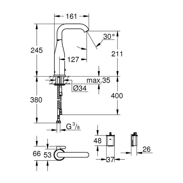 Смеситель бесконтактный для раковины Grohe Essence E 36445000 - фото 3