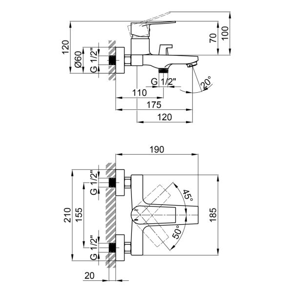 Смеситель для ванны Qtap Terezin 3024101GC - фото 4