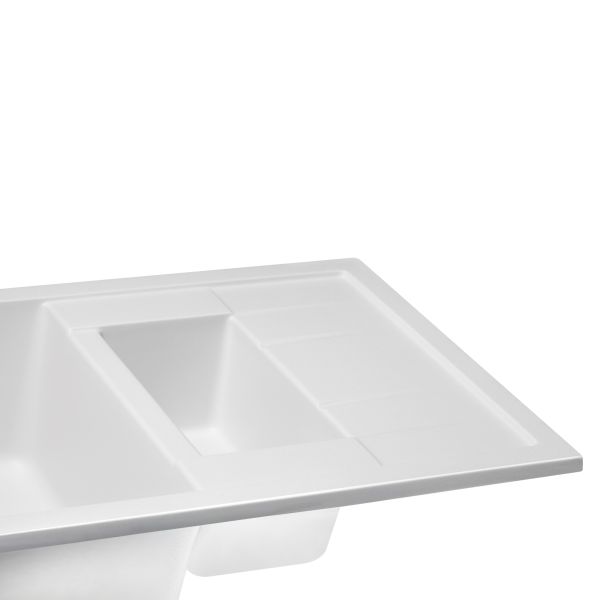 Кухонная мойка с дополнительной чашей Qtap CS 7648 White (QT7648WHI650)