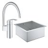 Набор Grohe мойка кухонная K700 31578SD0 смеситель Eurosmart 33202002 - фото 2