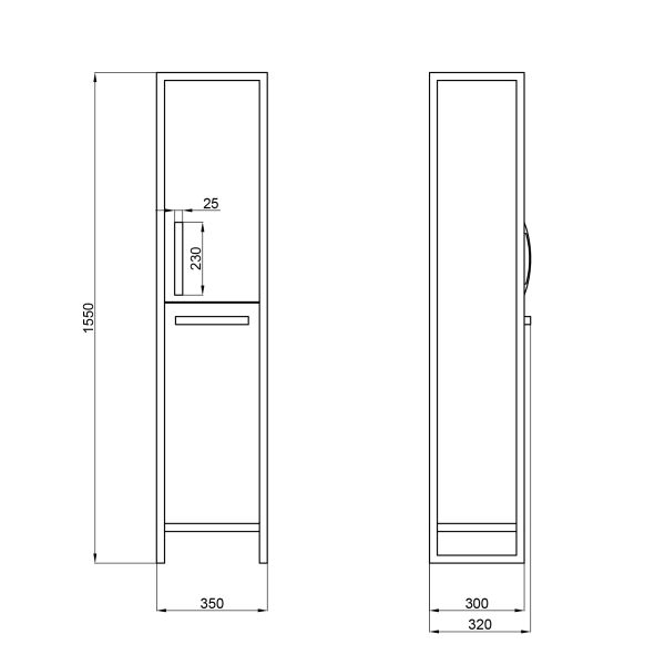 Пенал напольный Qtap Taurus 350х1750х300 Whitish oak с корзиной для белья QT2475PN175KRWO - фото 4