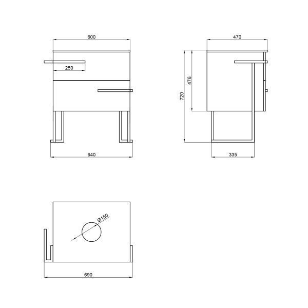 Тумба напольная Qtap Taurus 600х616х437 White/Whitish oak со столешницей QT2480TNT603WWO - фото 4