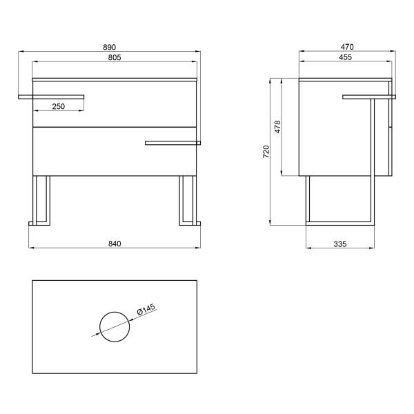 Тумба напольная Qtap Taurus 800х616х437 White/Whitish oak со столешницей QT2480TNT803WWO - фото 4