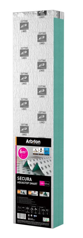 Подложка гармошка Arbiton Secura Aquastop Smart 2,2 мм XPS + пароизоляция + скотч