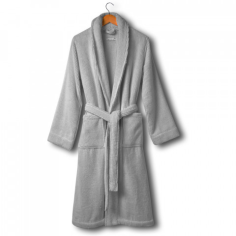 Махровый халат мужской Lappartement Slim Ribbed Серый 