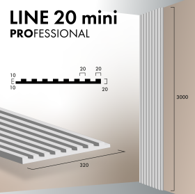 Гипсовая 3D панель LINE 20 mini 3000х320 PROFESSIONAL
