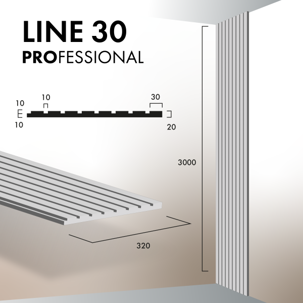 Гипсовая 3D панель LINE 30 3000х320 PROFESSIONAL - фото 3