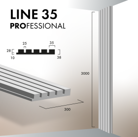 Гипсовая 3Д панель LINE 35 [3000х300] PROFESSIONAL