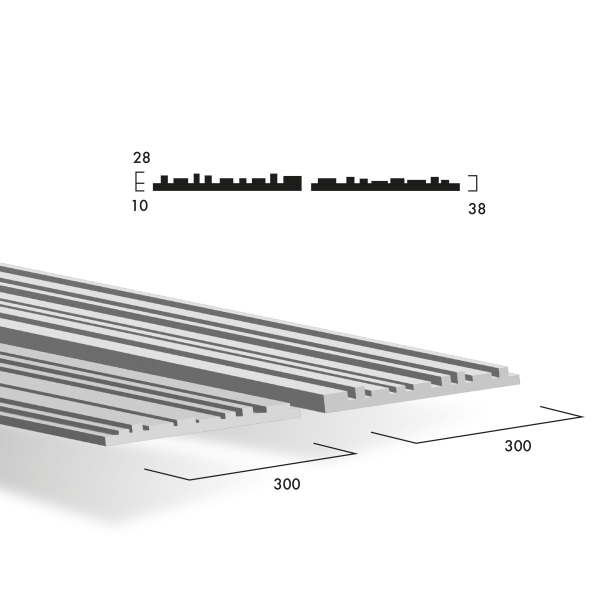 Гипсовая 3Д панель LINE Standard 3000х300 PROFESSIONAL