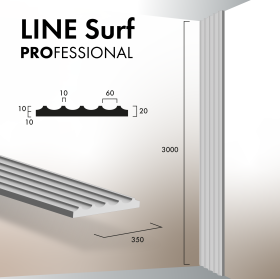 Гипсовая 3Д панель Line Surf 3000х350 PROFESSIONAL