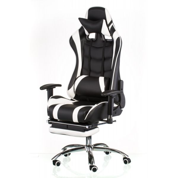 КРІСЛО SPECIAL4YOU EXTREMERACE BLACK/WHITE WITH FOOTREST (E4732) - фото 2
