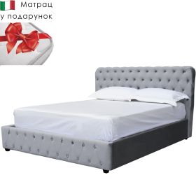 Isola Комплект ліжко та італійській матрас, 160*200 з підйомним механізмом Grey velvet, арт. 13540_13094