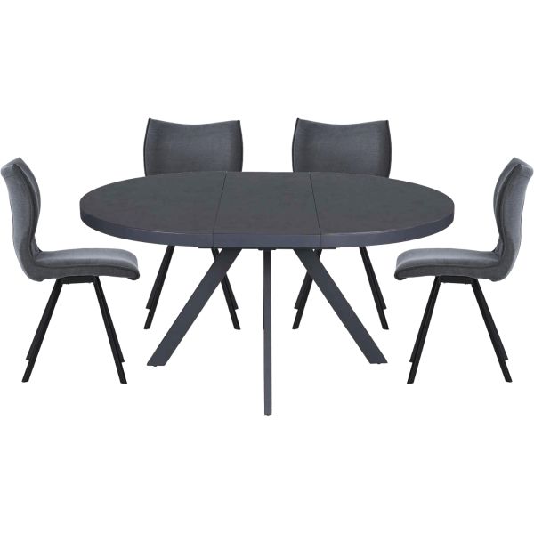 FLEX + TED Стіл та 4 стільці, Ø119 см Dark grey ceramic, арт. 13595_13598 - фото 5