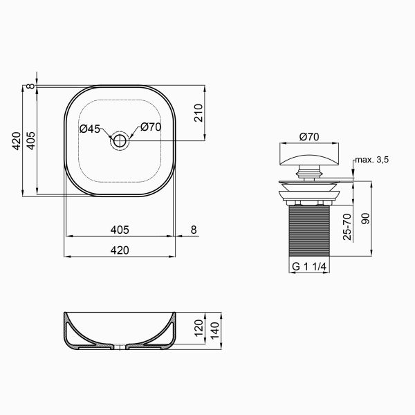 Раковина чаша Qtap Kolibri 430х430х150 White з донним клапаном QT1011K396W - фото 5