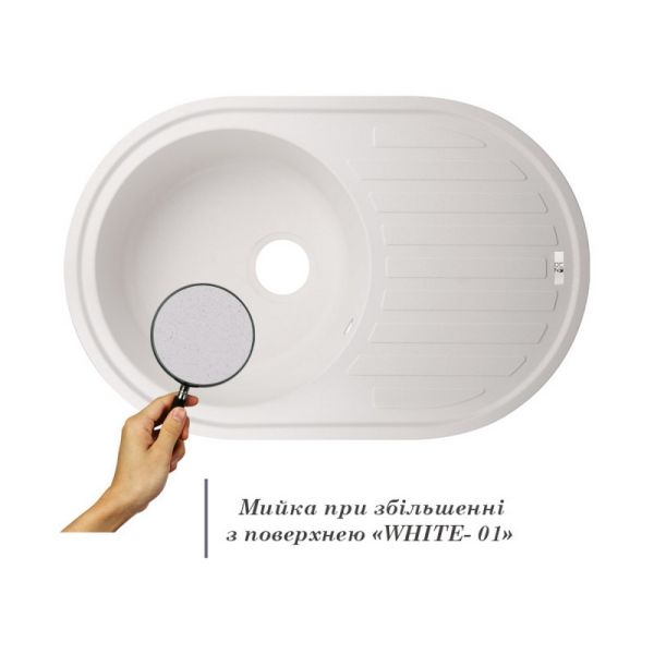 Кухонна мийка Lidz 780x500 200 WHI 01 LIDZWHI10780500200 - фото 3