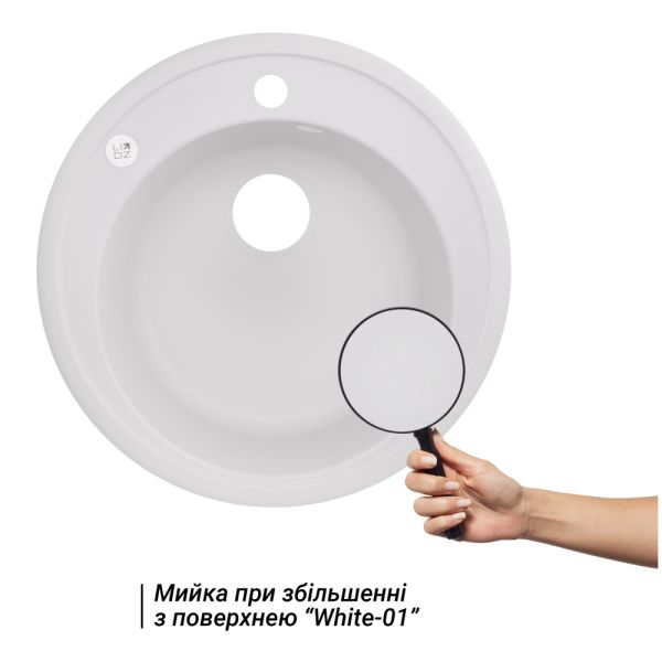 Кухонна мийка Lidz D510/200 WHI-01 (LIDZWHI01D510200) - фото 6