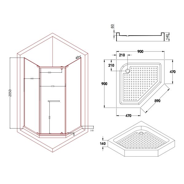 Душова кабіна Lidz Dozorca SC90x90.CRM.LOW.TR, скло прозоре 6 мм - фото 14