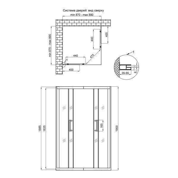 Душова кабіна Qtap Taurus BLA1099SC6 90х90 см скло Clear 6 мм покриття CalcLess без піддона - фото 10