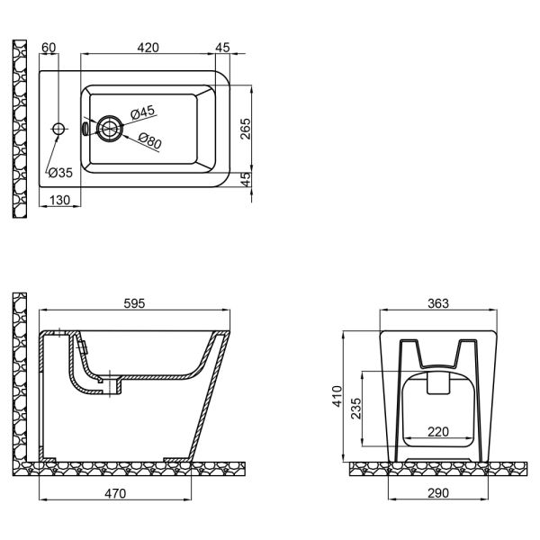 Біде підлогове Qtap Tern 560х360х400 White QT1744003CW - фото 2